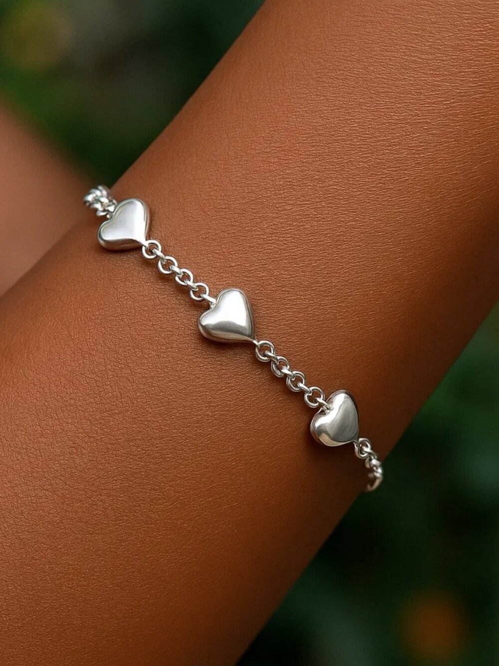 Sterling Silver Triple Heart Bracelet